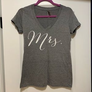 Mrs. gray v neck tee shirt